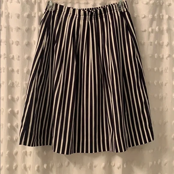 Women’s J Crew Striped Pleated Midi Skirt - Sz 0 - Picture 2 of 11
